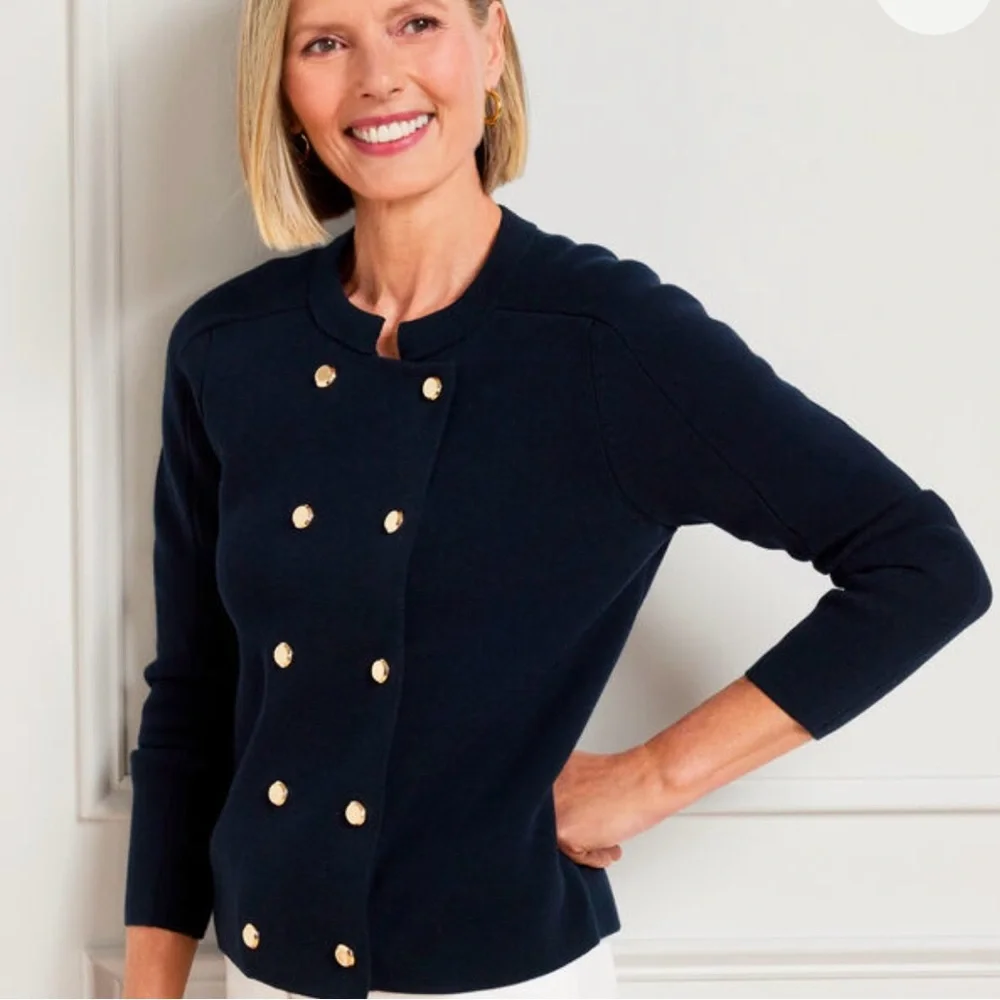 NWT Women’s Talbots Petite Double Breasted Stand Collar Seater Jacket Size Small - Picture 3 of 10